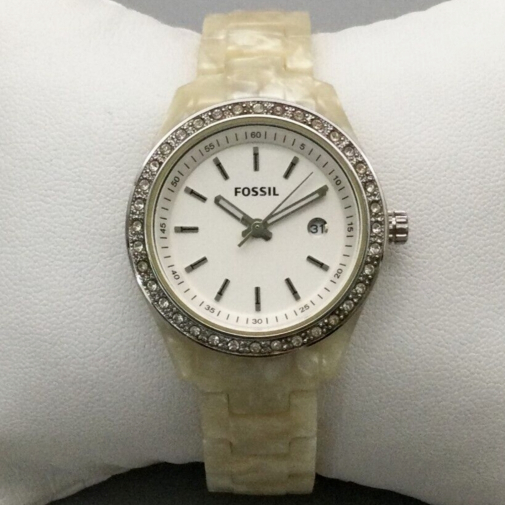 Fossil Mini Stella Pearlized Watch With Crystal Accents